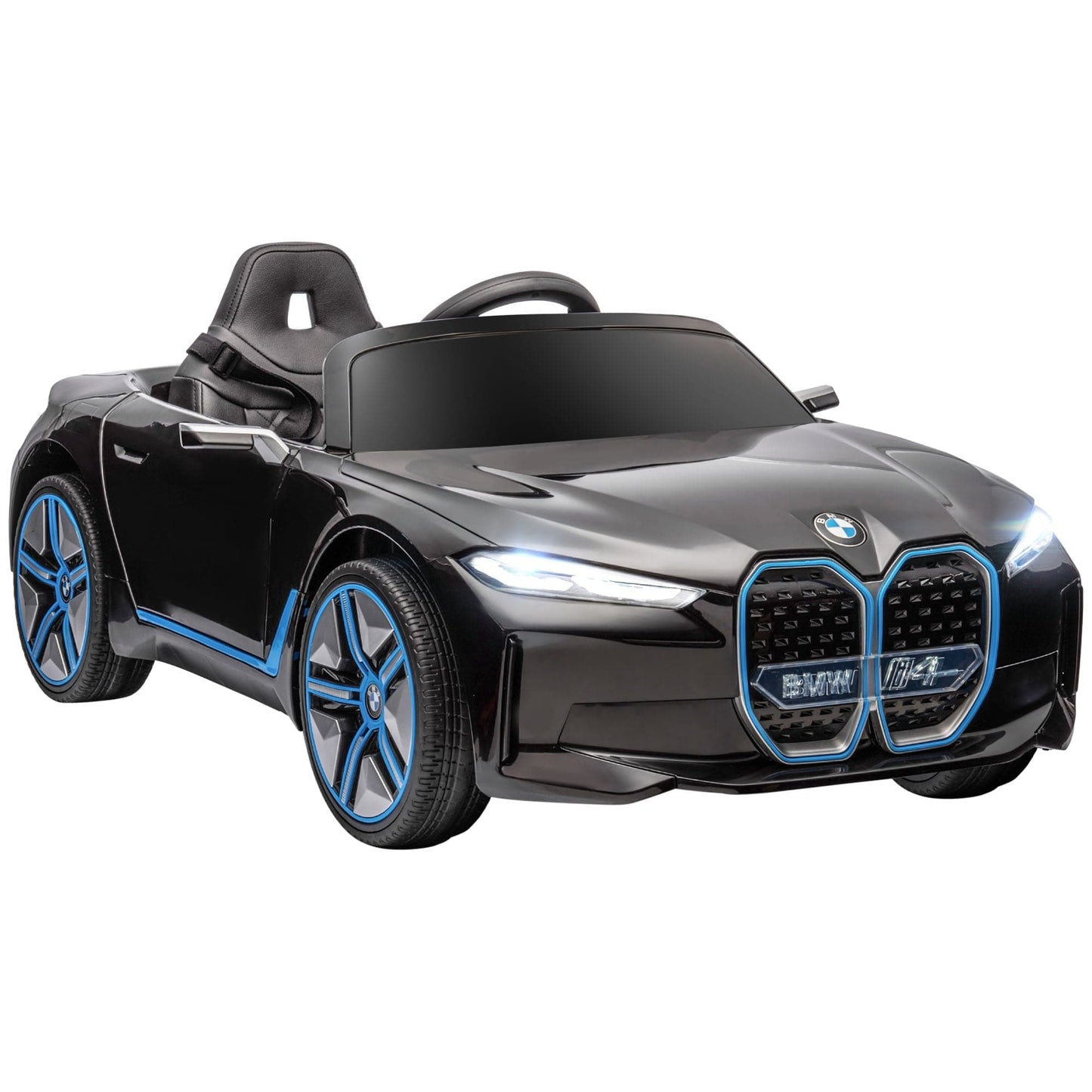 Maplin Plus BMW i4 Licensed 12V Kids Electric Ride On Car with Remote Control, Portable Battery, Music, Horn & Headlights - maplin.co.uk