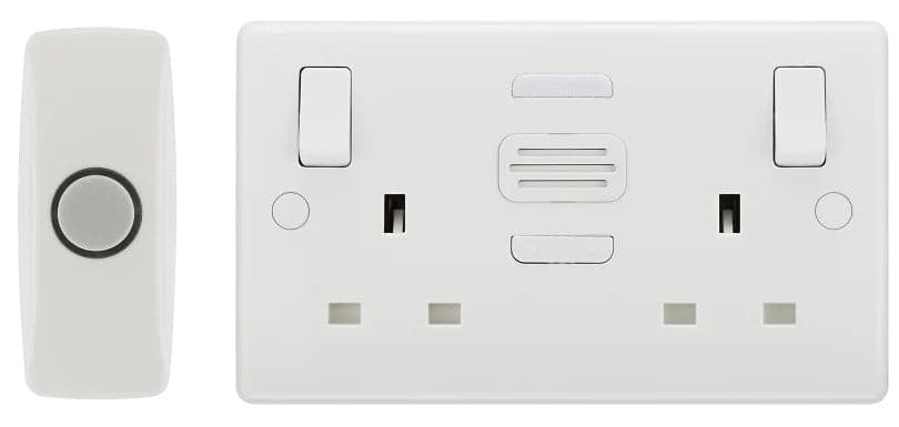 British General Nexus Double Switched 13A Power Socket with Door Chime - White - maplin.co.uk