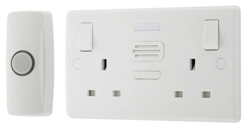 British General Nexus Double Switched 13A Power Socket with Door Chime - White - maplin.co.uk