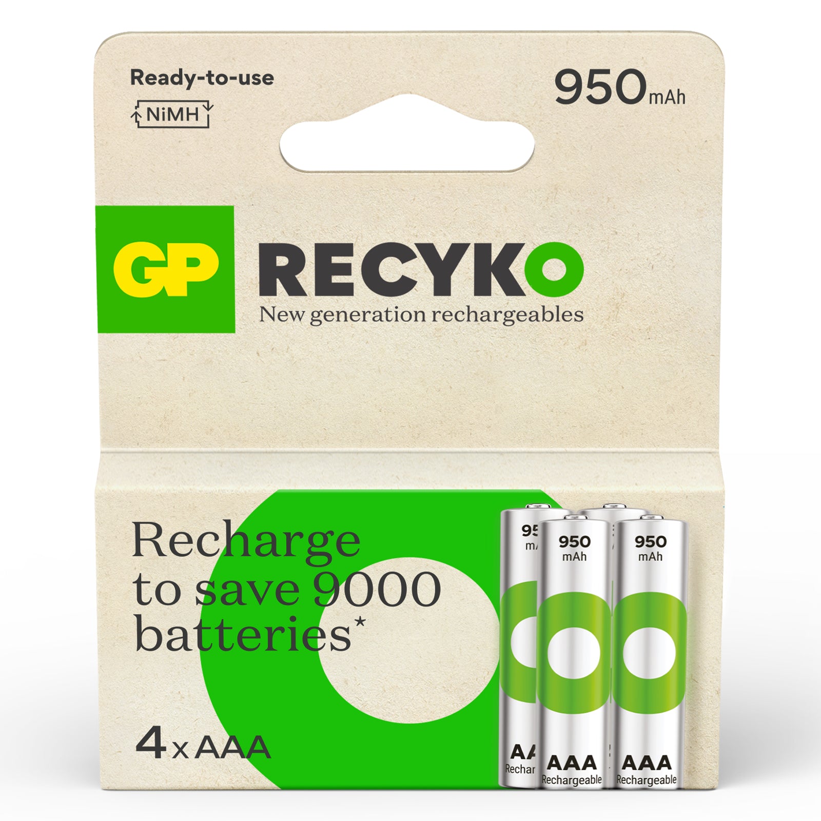 GP Recyko AAA 950mAh Rechargeable Batteries - Pack of 4 | Batteries ...