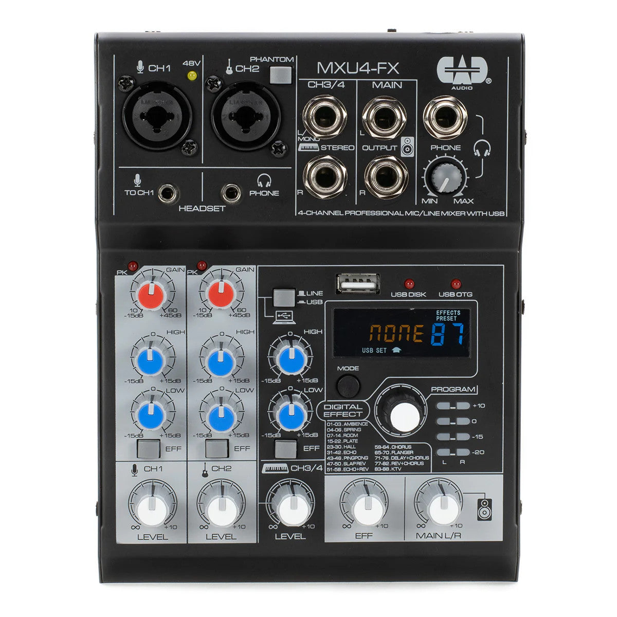 CAD MXU4FX 4-Channel Mixer with USB Interface & Digital Effects - maplin.co.uk