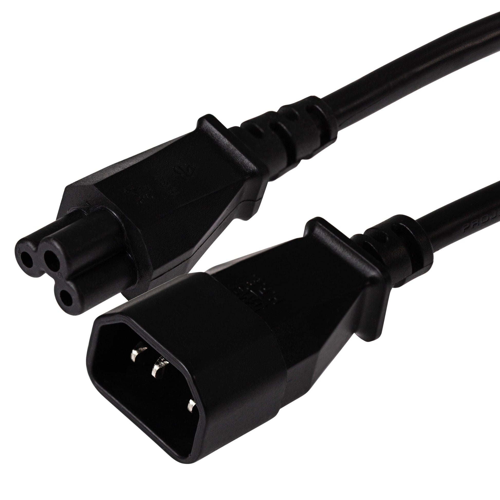 Maplin Power Lead IEC C5 Clover Leaf Plug Female to IEC C14 Male - Black, 1m - maplin.co.uk