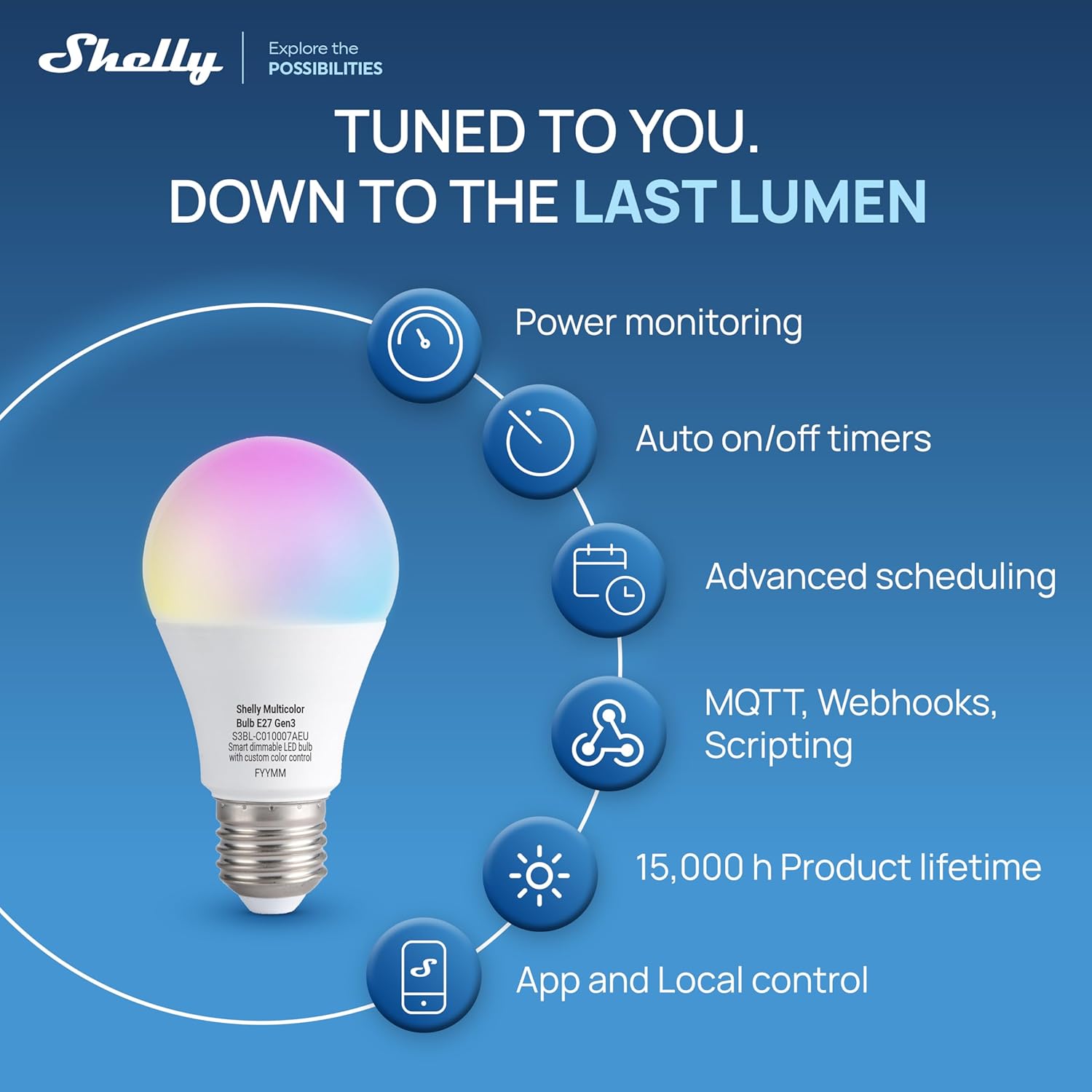 Shelly Duo E27 Gen3 RGBW WiFi & Bluetooth Smart Bulb