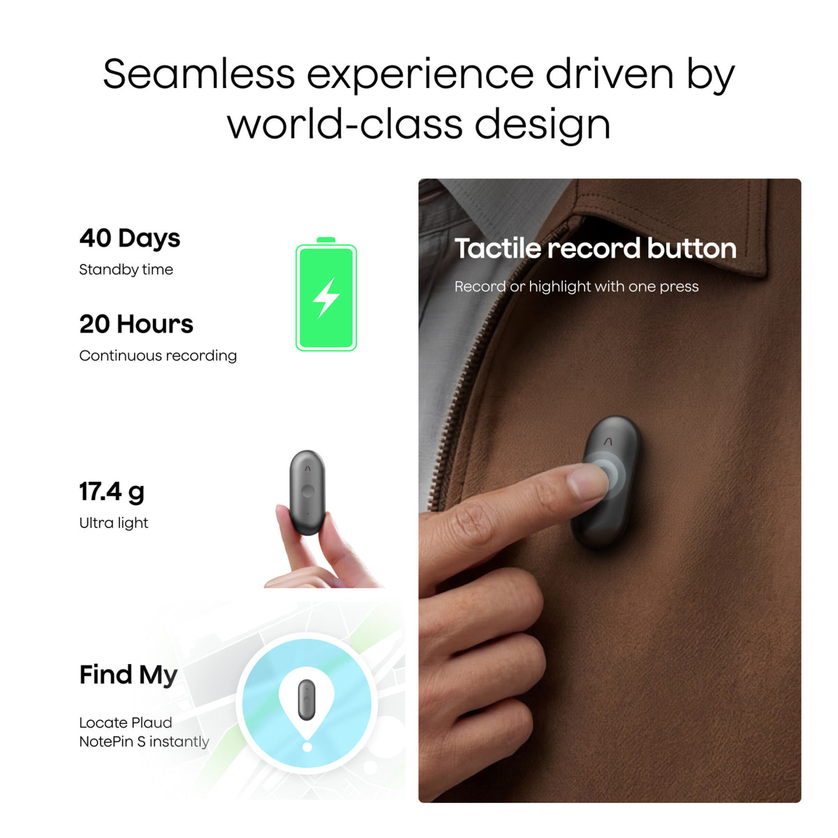 Plaud NotePin S Wearable AI Voice Recorder