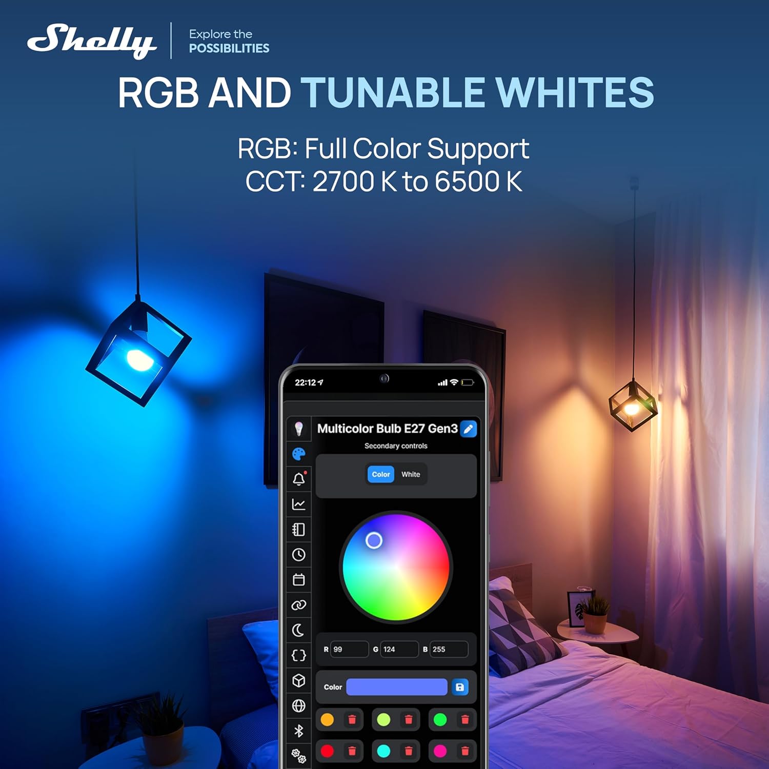 Shelly Duo E27 Gen3 RGBW WiFi & Bluetooth Smart Bulb