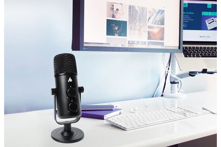 Maono USB-C Desktop Condenser Cardioid Omnidirectional Microphone with Headphone Jack - maplin.co.uk