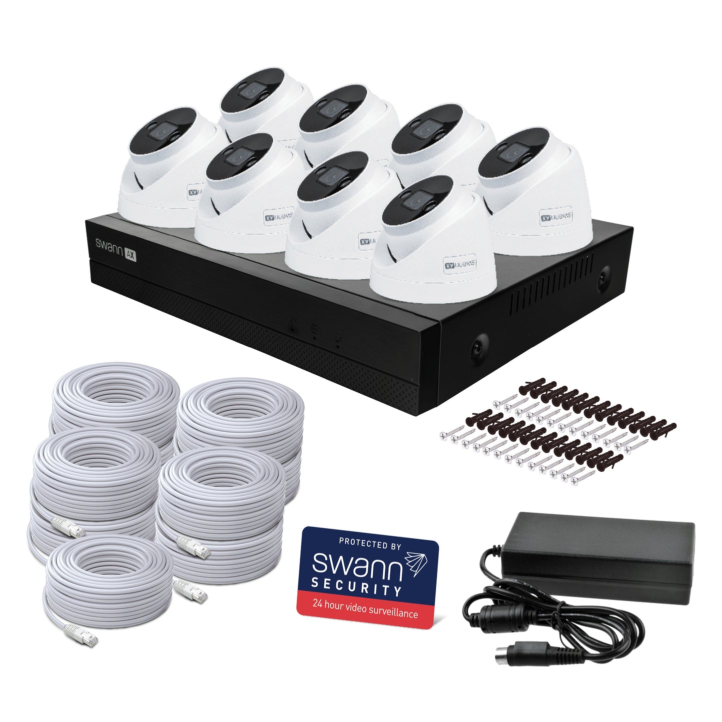 Swann AdvancedX 4K 2TB 16-Channel Wired PoE NVR CCTV with 8 Dome Camera Kit