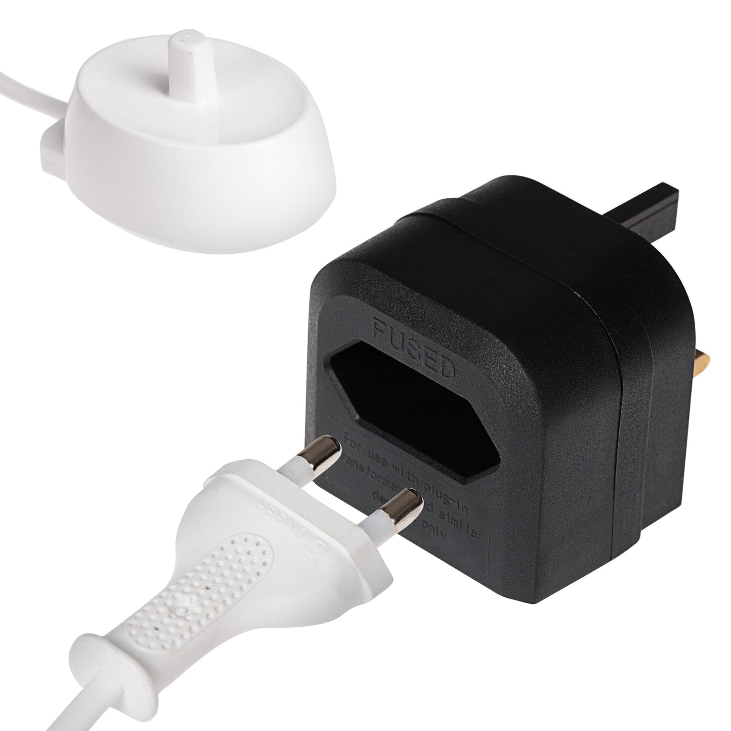 Maplin EU 2 Pin Plug to UK Mains Plug Converter with 3 Amp Fuse - Black - maplin.co.uk