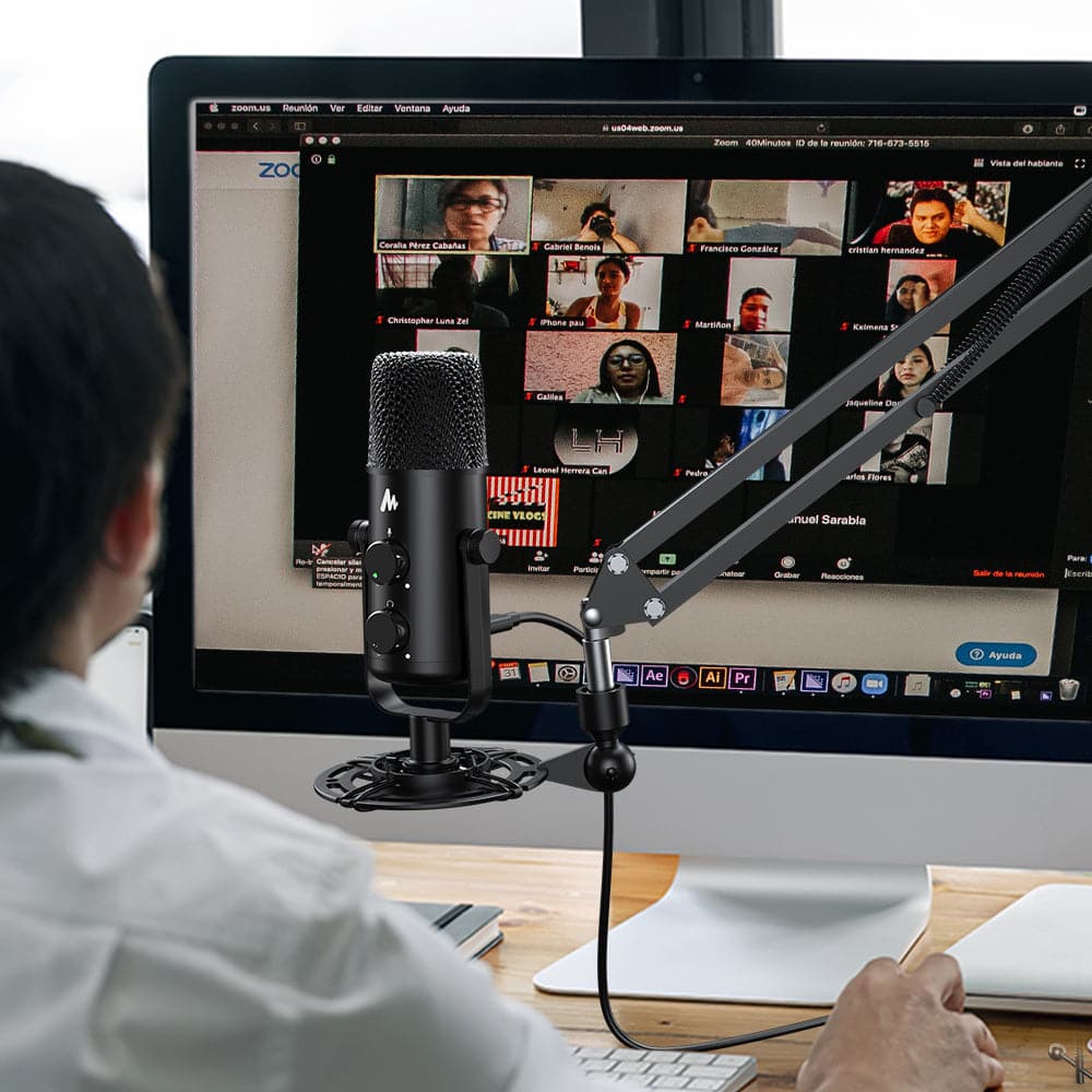 Maono USB-C Desktop Condenser Cardioid Omnidirectional Microphone with Headphone Jack - maplin.co.uk