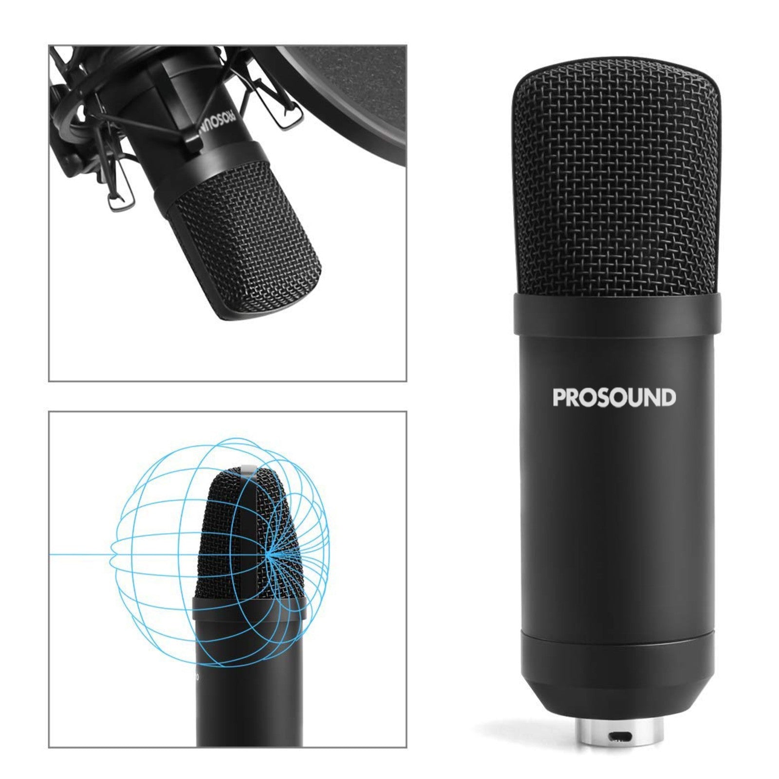 ProSound USB Condenser Cardioid Microphone with Boom Arm Kit