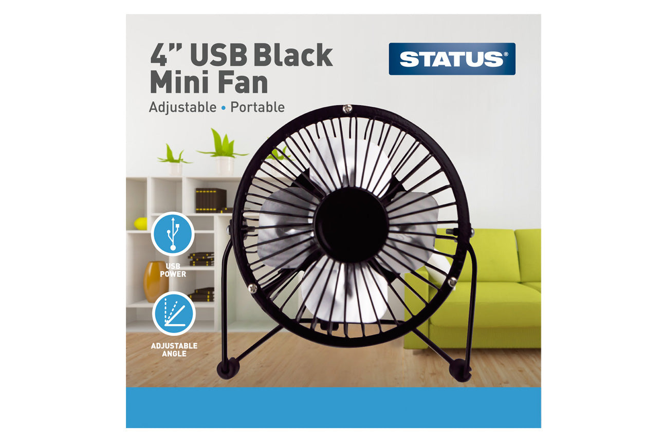 Status Portable USB Powered 4" Desk Mini Fan