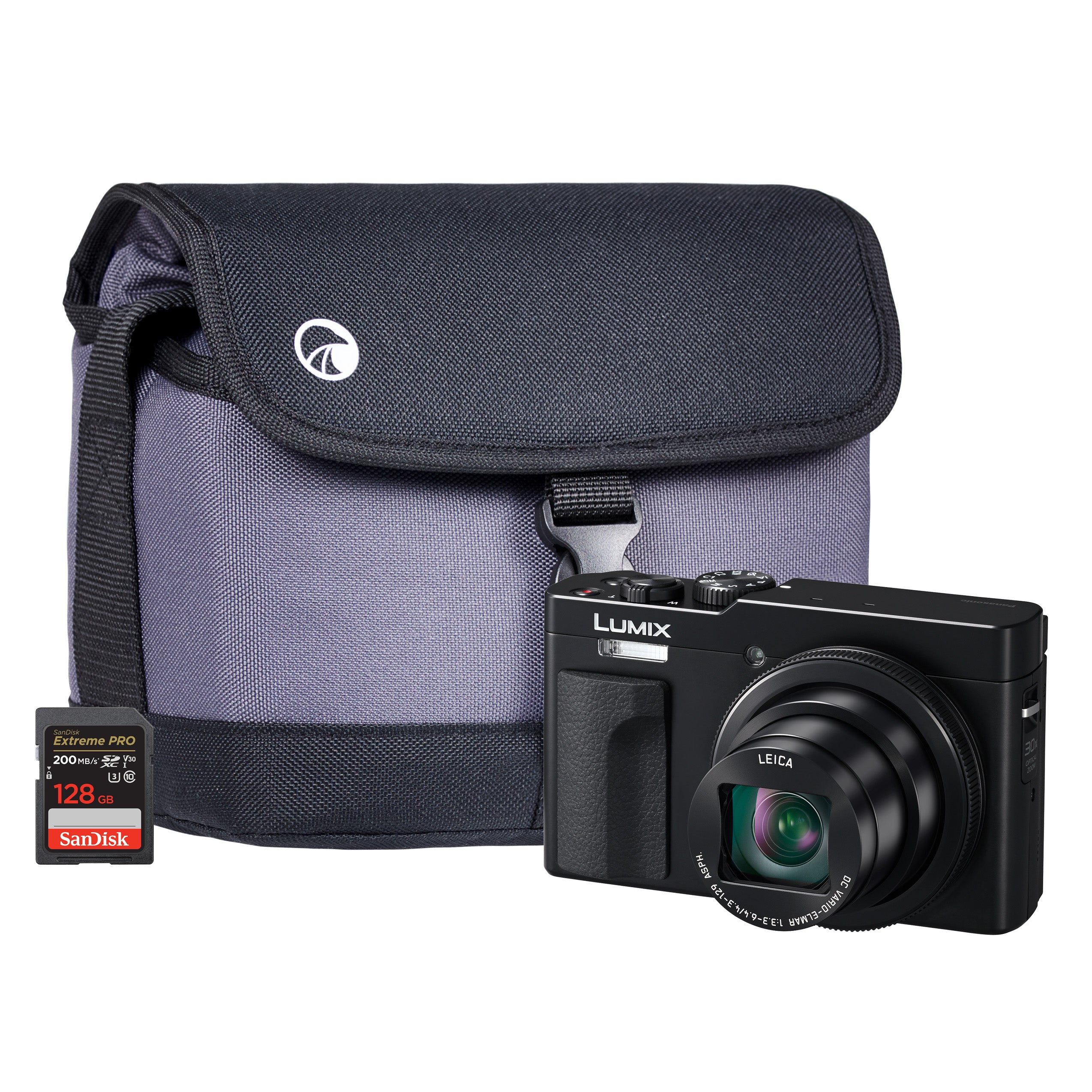 Panasonic DC-TZ99 Compact Camera - Black Camera + Sandisk 128GB SD Card + System Bag