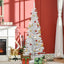 HOMCOM 5ft Artificial Pine Pencil Slim Tall Christmas Tree with Stand - White - maplin.co.uk