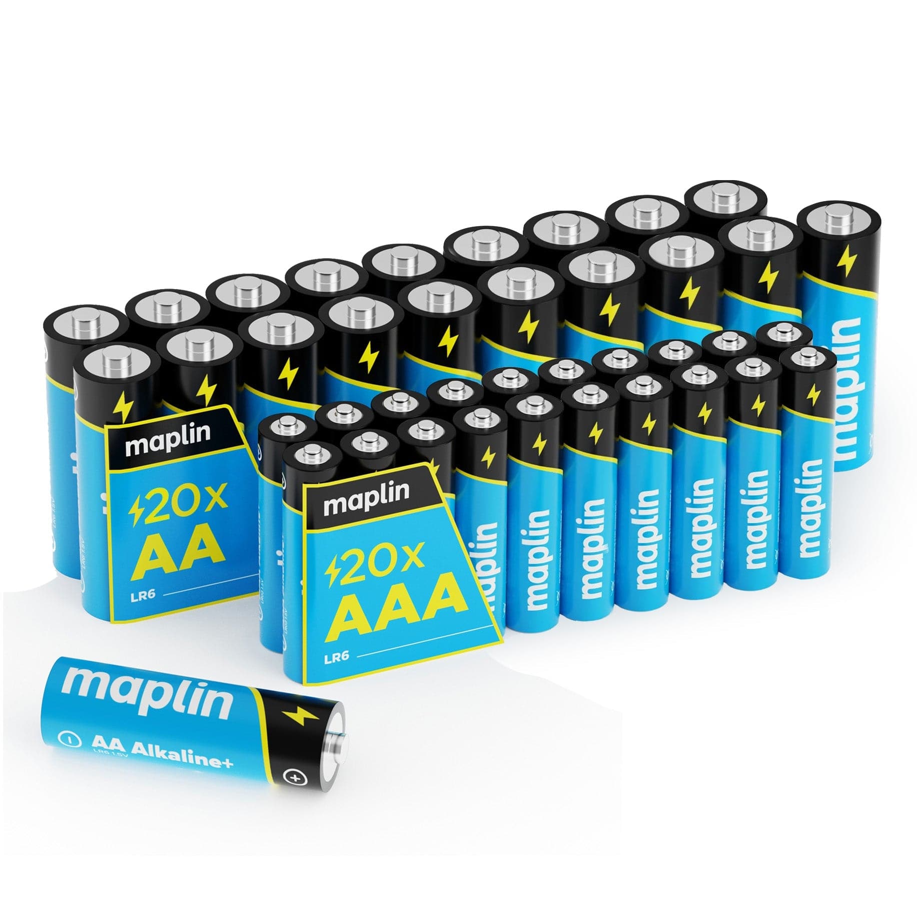 Maplin 20x AA LR6 / 20x AAA LR03 7 Years Shelf Life 1.5V High Performance Alkaline Batteries - maplin.co.uk