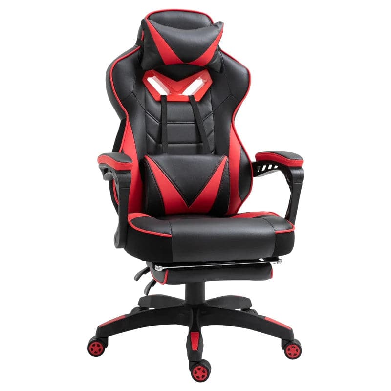 Maplin Plus Ergonomic Racing Adjustable Reclining Gaming Office Chair with Headrest, Lumbar Support & Retractable Footrest