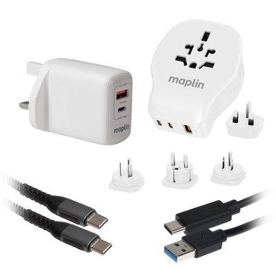 Maplin Travel Adapter & Wall Charger Kit
