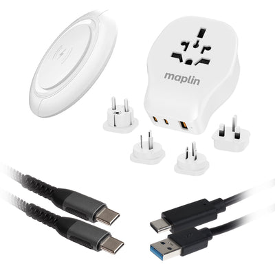Maplin Travel Adapter & Wireless Charging Pad Kit