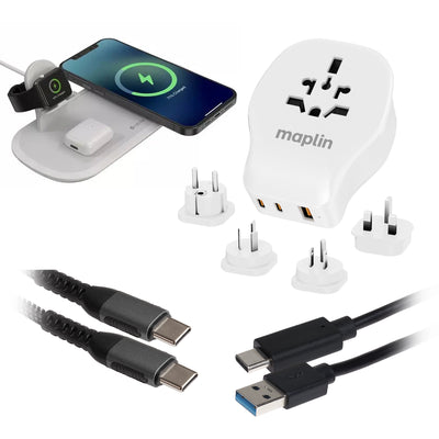Maplin Travel Adapter & Wireless Multi-Charging Pad Kit