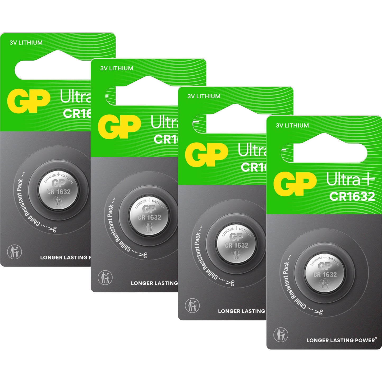 GP CR1632 Ultra Plus 3V Lithium Coin Cell Battery - Pack of 4