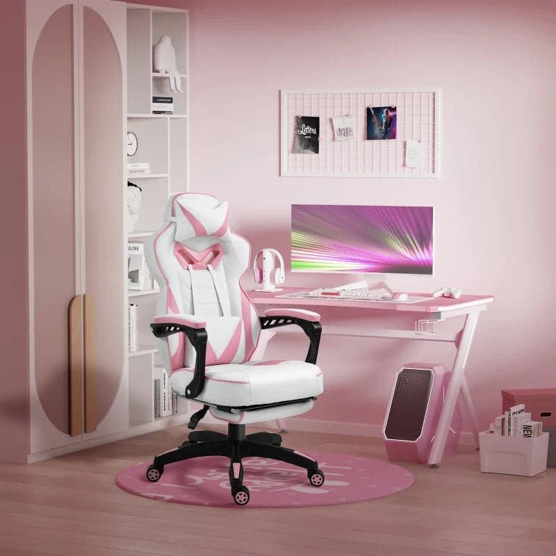 Maplin Plus Ergonomic Racing Adjustable Reclining Gaming Office Chair with Headrest, Lumbar Support & Retractable Footrest