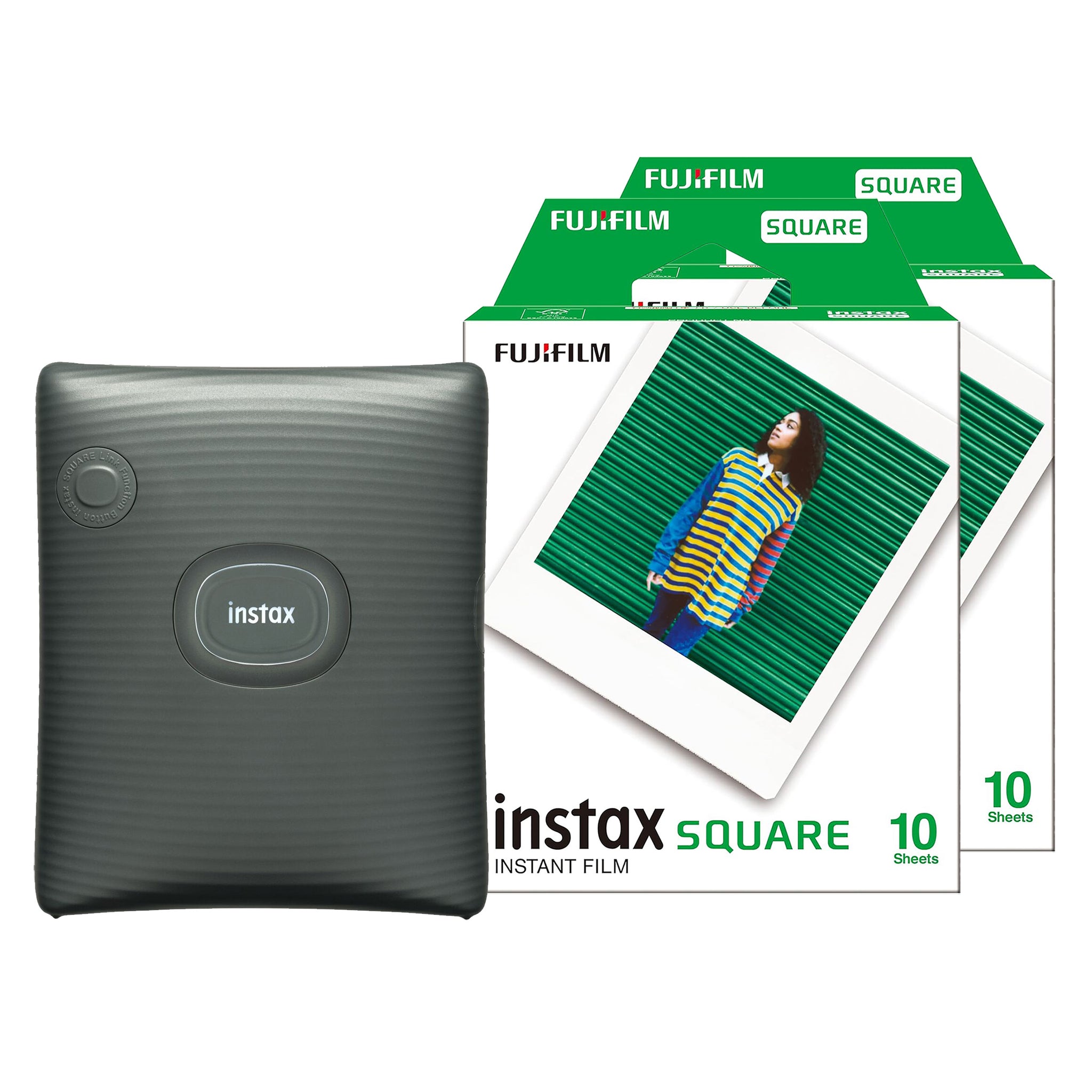 Fujifilm Instax Square Link Wireless Smartphone Photo Printer - Green Printer + 20 Shot Pack
