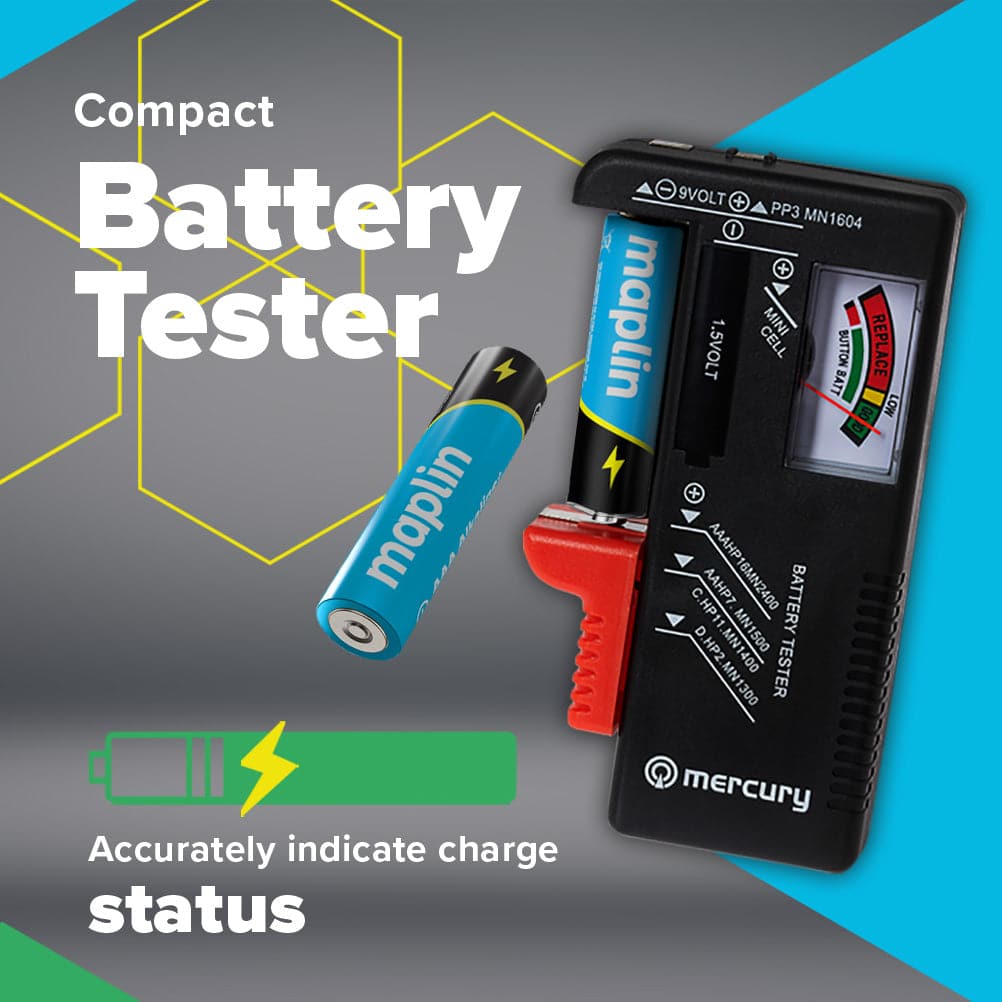 Maplin 80x AA LR6 7 Year Shelf Life 1.5V High Performance Alkaline Batteries with Universal Battery Tester - maplin.co.uk