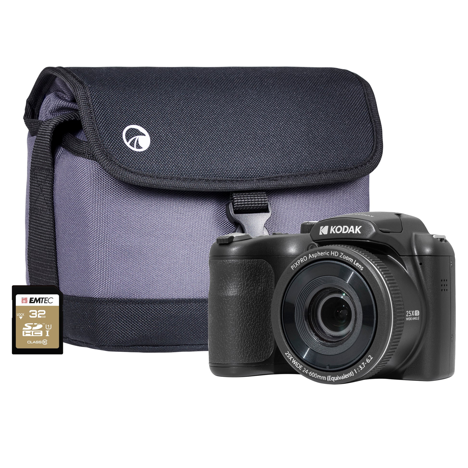 Kodak PIXPRO AZ255 16MP 25x Astro Zoom Bridge Camera - Black Camera + 32GB SD Card + Case