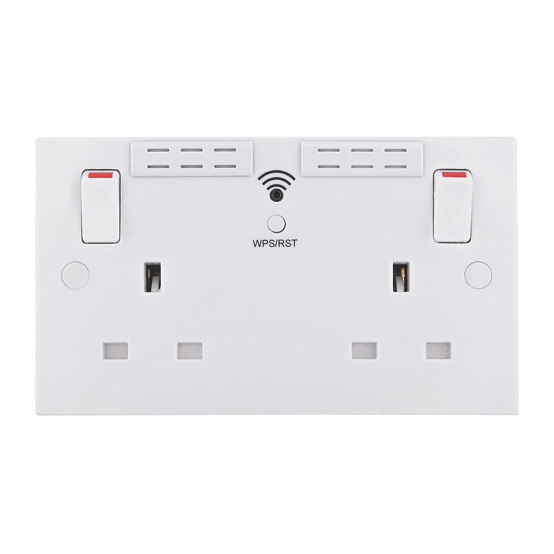 Square Edge 2 Gang Switched Socket Wi Fi Extender