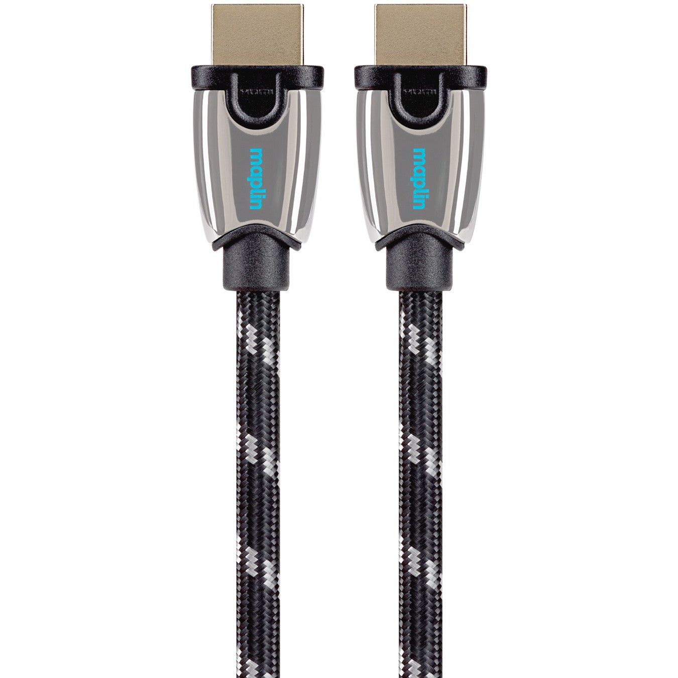 Maplin HDMI to HDMI 4K Ultra HD Braided Cable with Gold Connectors - Black, 1m - maplin.co.uk