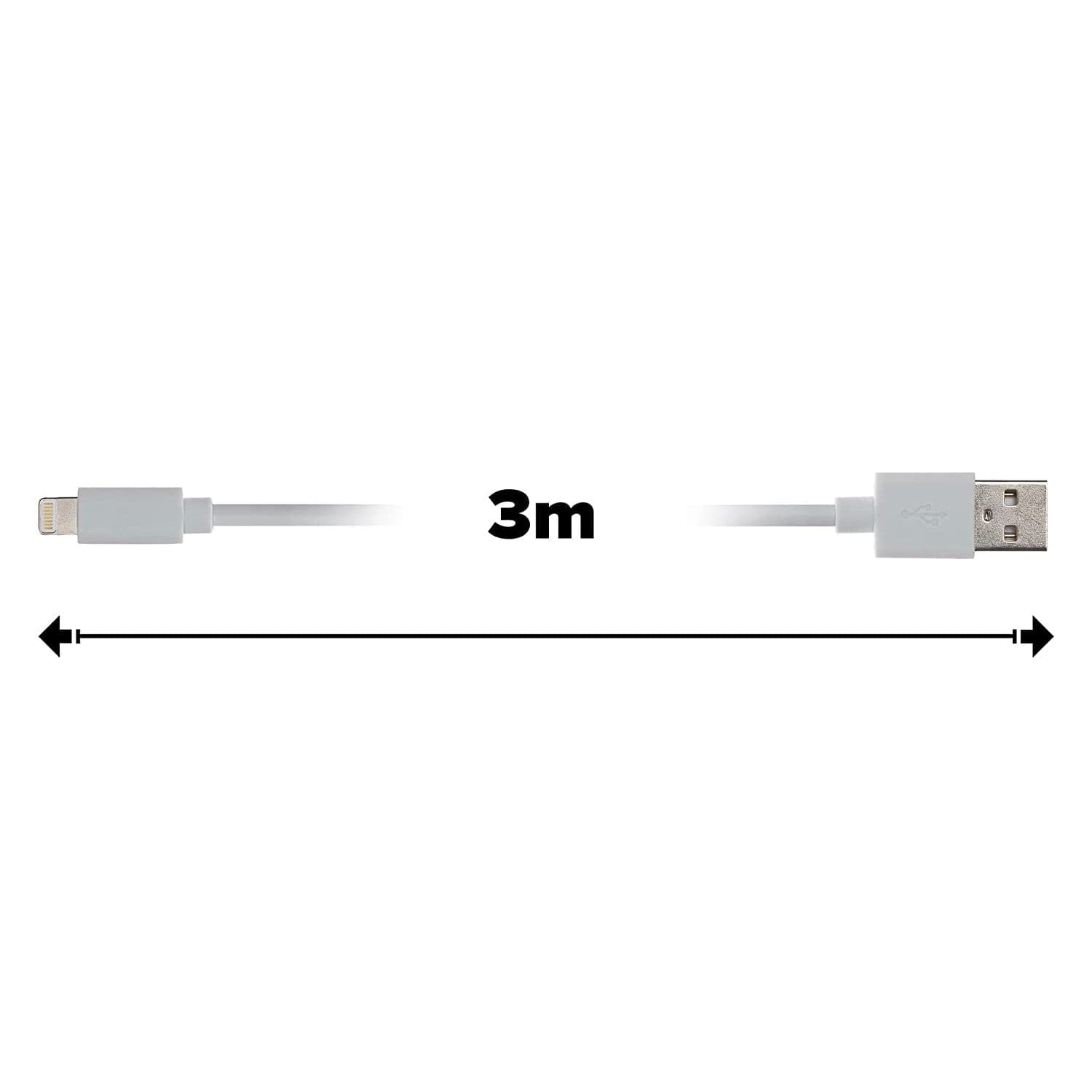 Maplin Premium Apple MFI Certified Tangle-Free Lightning to USB-A 2.0 Cable - White, 3m