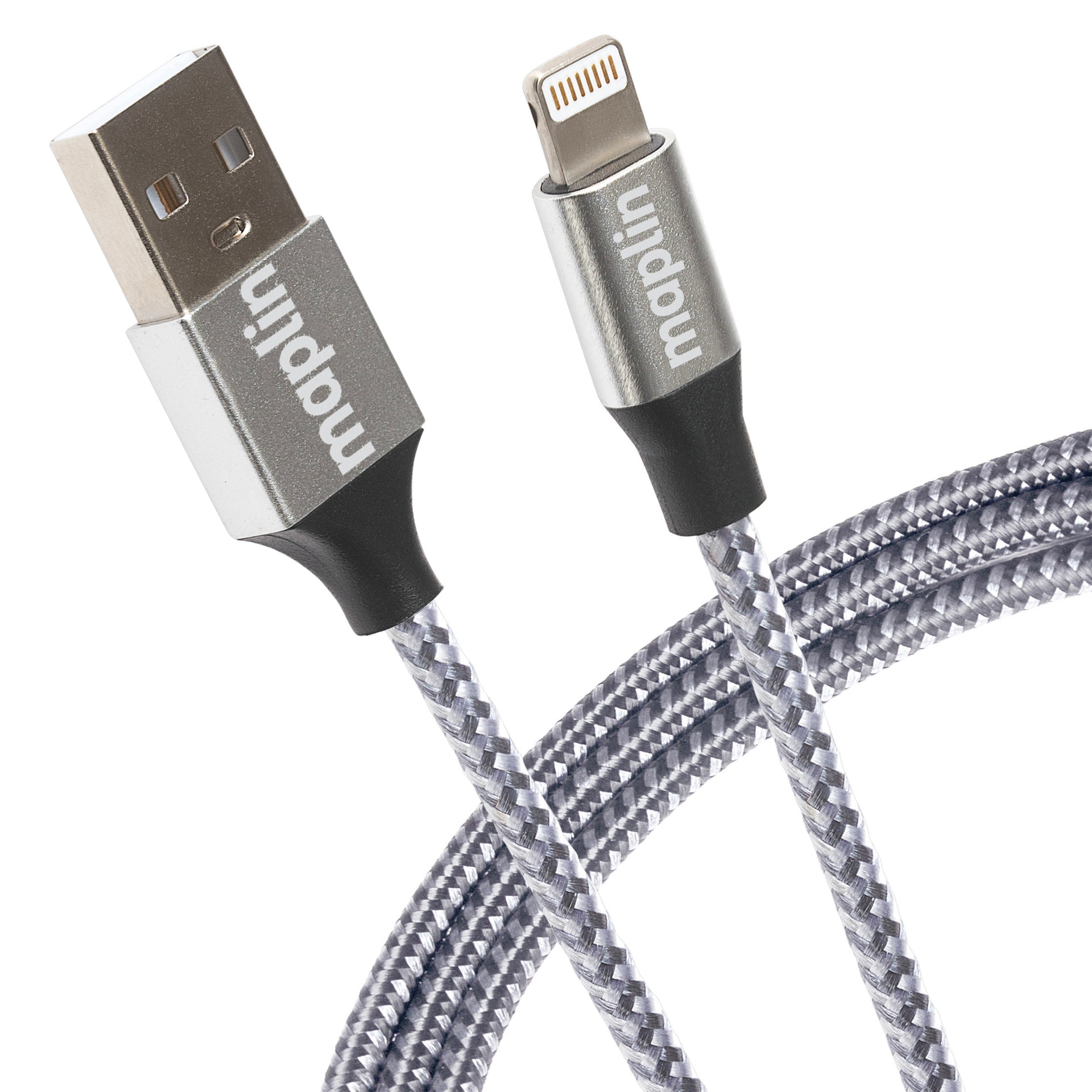 Premium Apple MFI Certified Tangle Free Lightning to USB 2.0 Cable Silver 3m