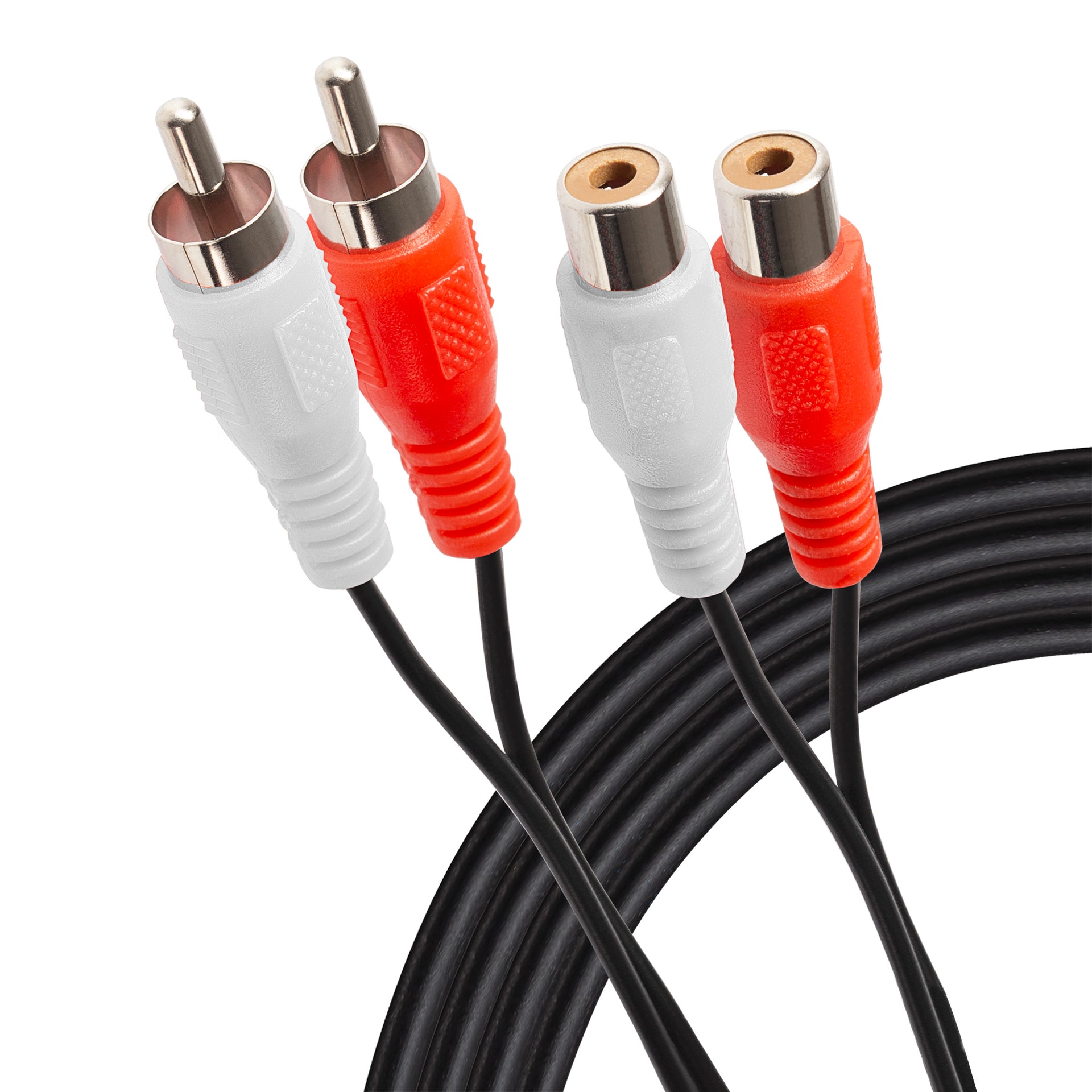 Twin RCA Phono Male to Twin RCA Phono Female Extension Cable Black 3m