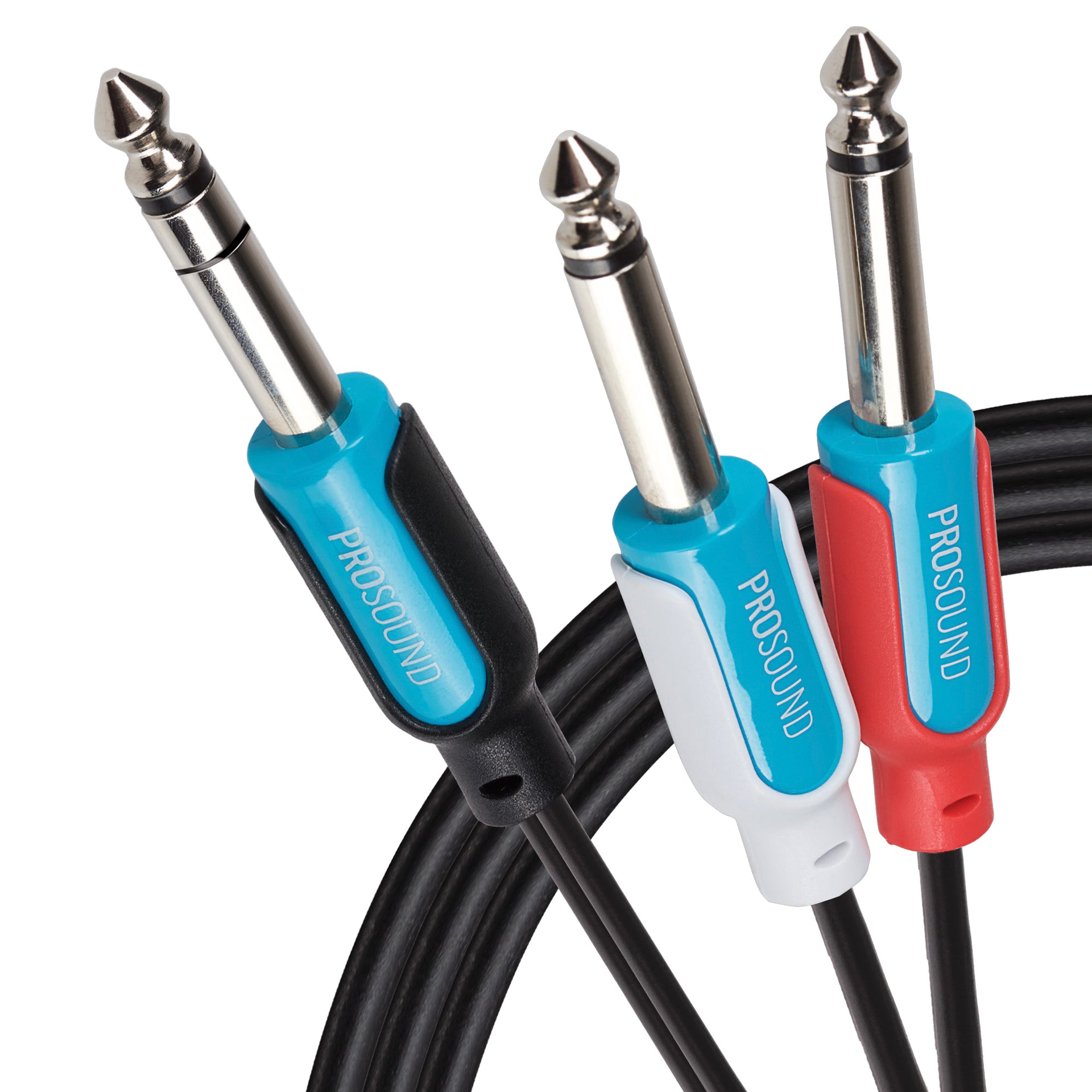 Twin 1 4" 6.35mm 2 Pole Jack Plugs to 1 4" 6.35mm 3 Pole Jack Plug Cable