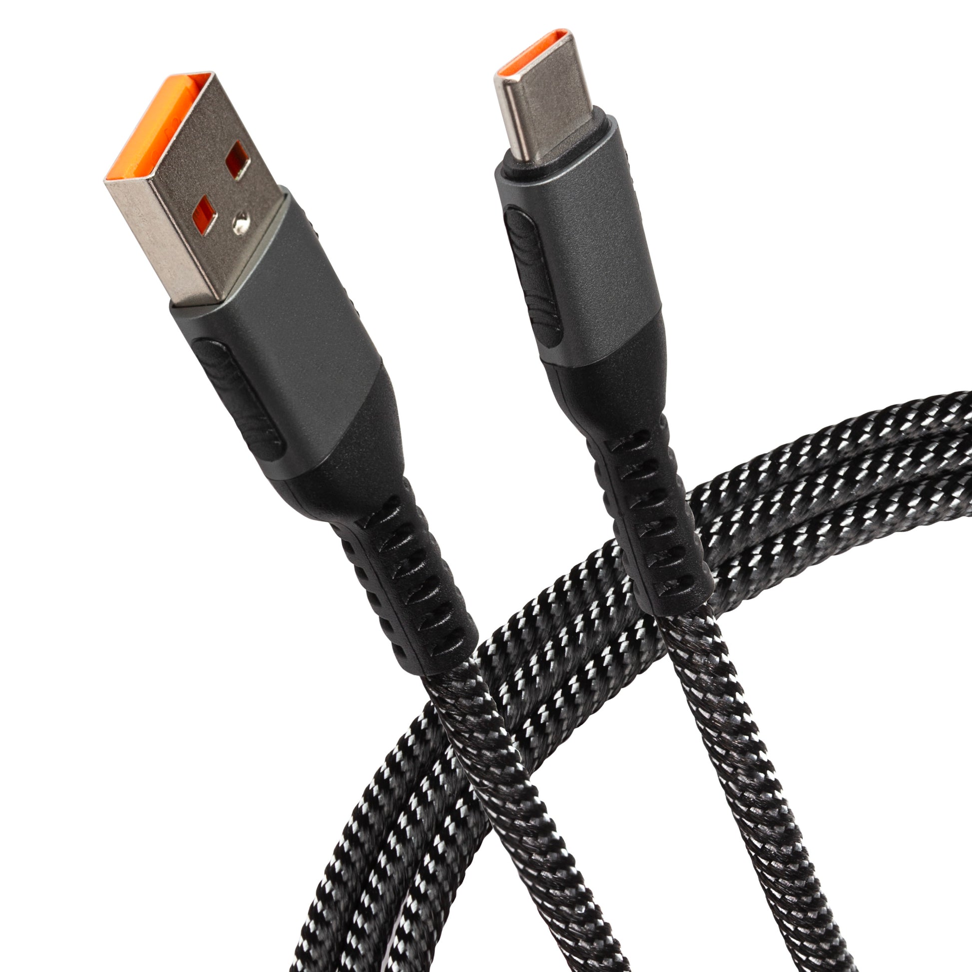 Maplin USB-C to USB-A Braided Cable - Silver, 0.5m