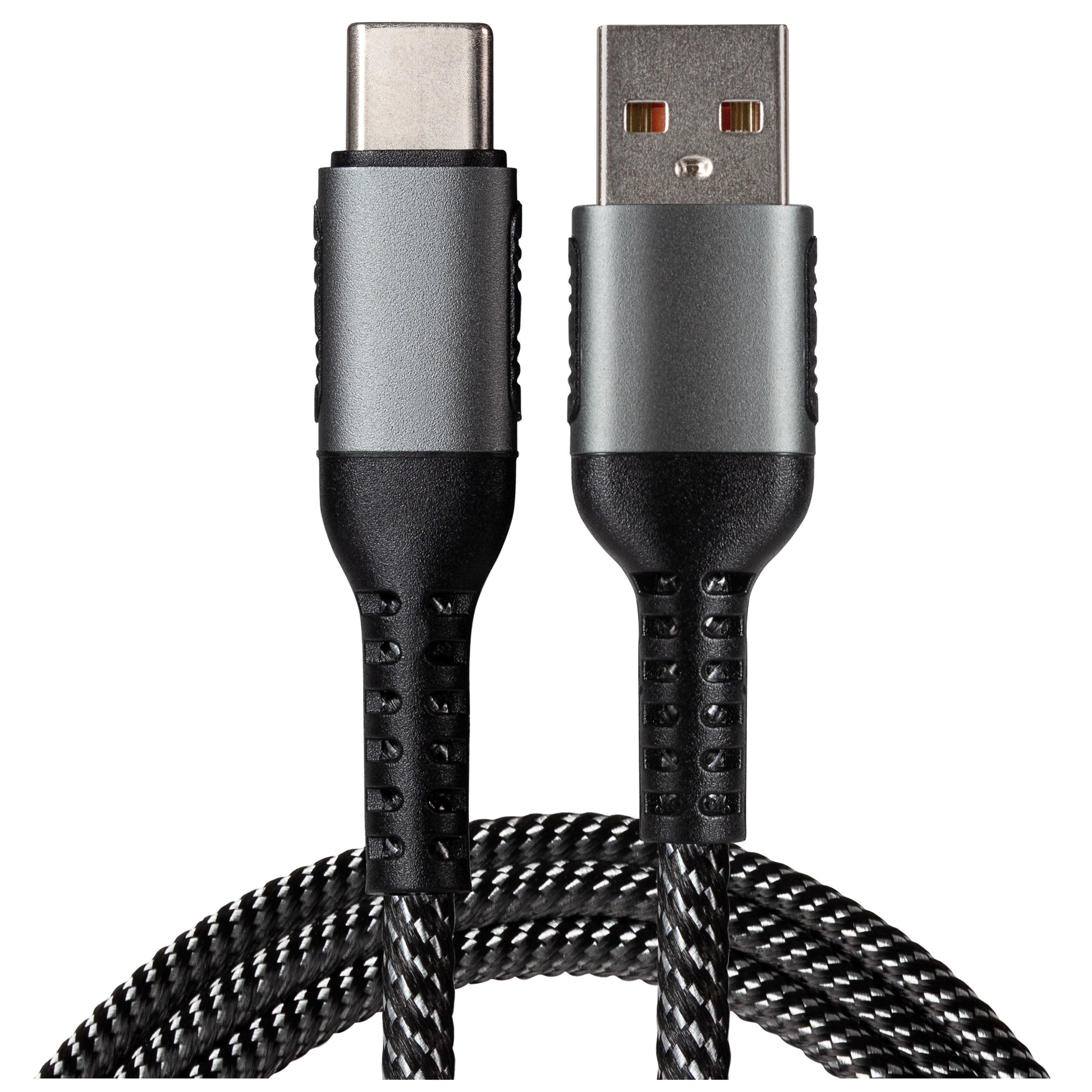 Maplin USB-C to USB-A Braided Cable - Silver, 0.5m