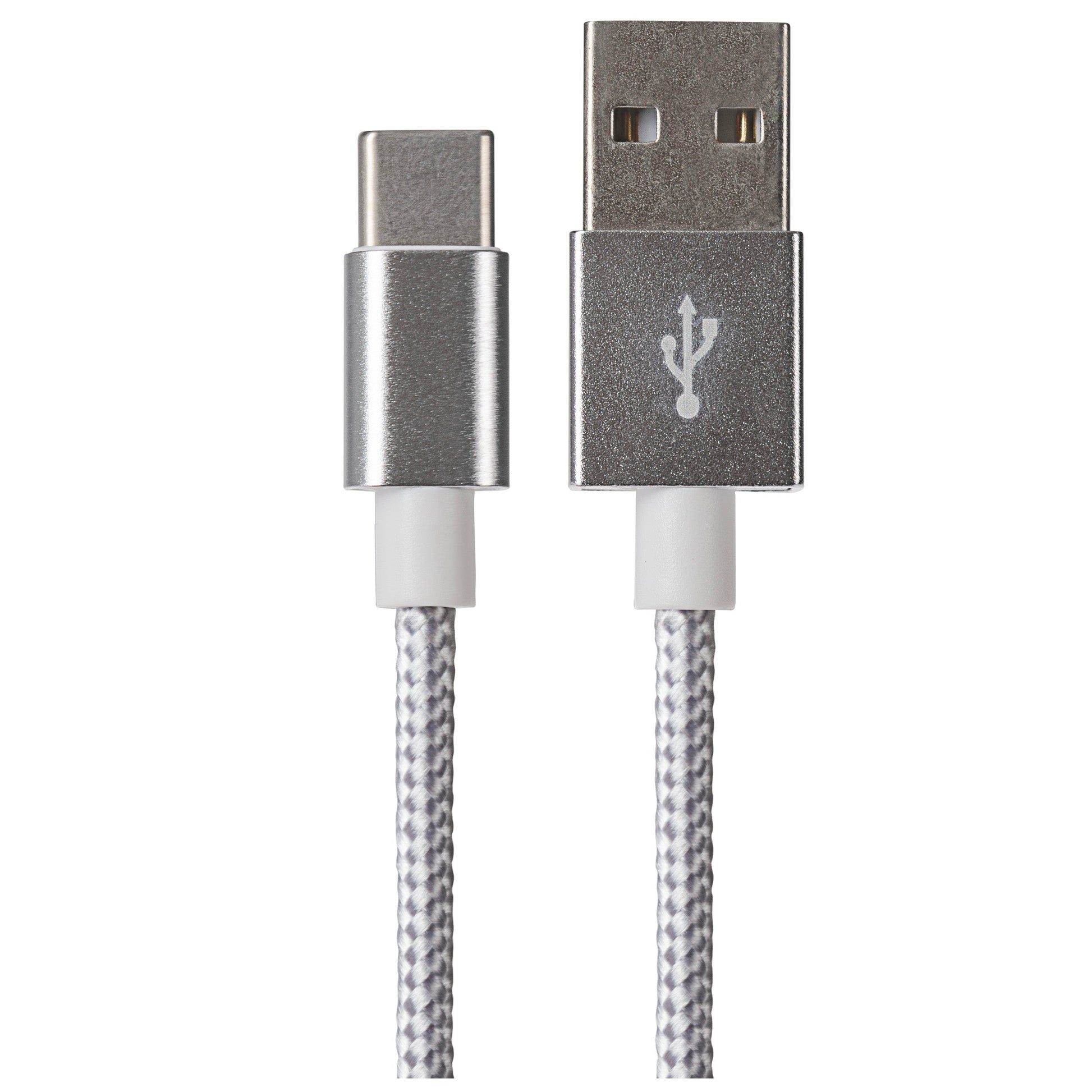 Maplin USB-C to USB-A Braided Cable - Silver, 2m - maplin.co.uk