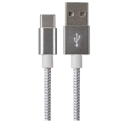 Maplin USB-C to USB-A Braided Cable - Silver, 2m - maplin.co.uk