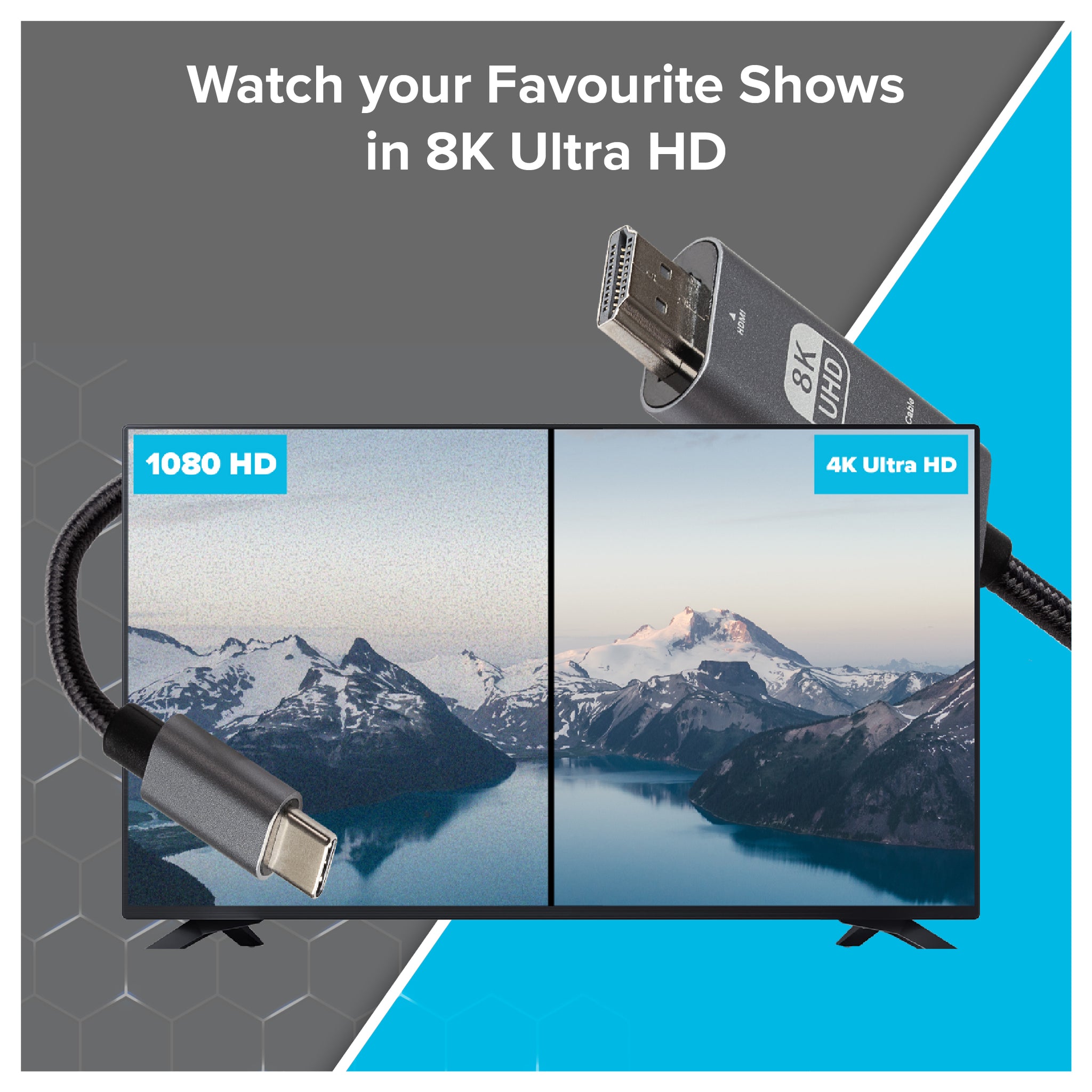 Maplin USB-C to HDMI Cable Adapter (Supports 4K Ultra HD @ 60Hz) - Black, 2m (Pack of 4)
