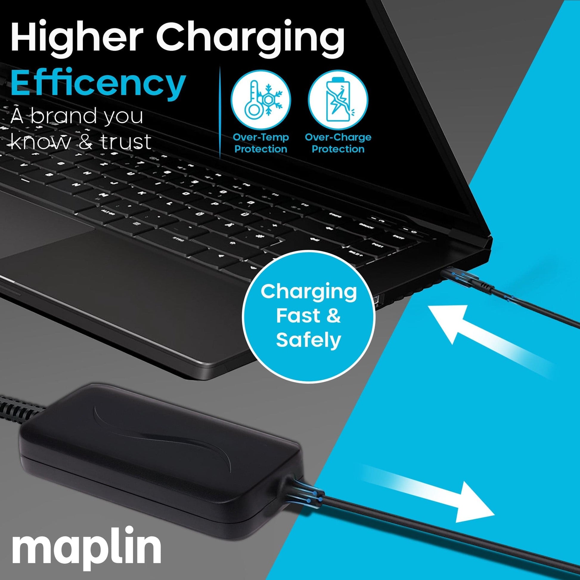 Maplin 90W Universal Laptop Charger Power Supply with 12 Interchangeable Tips - maplin.co.uk