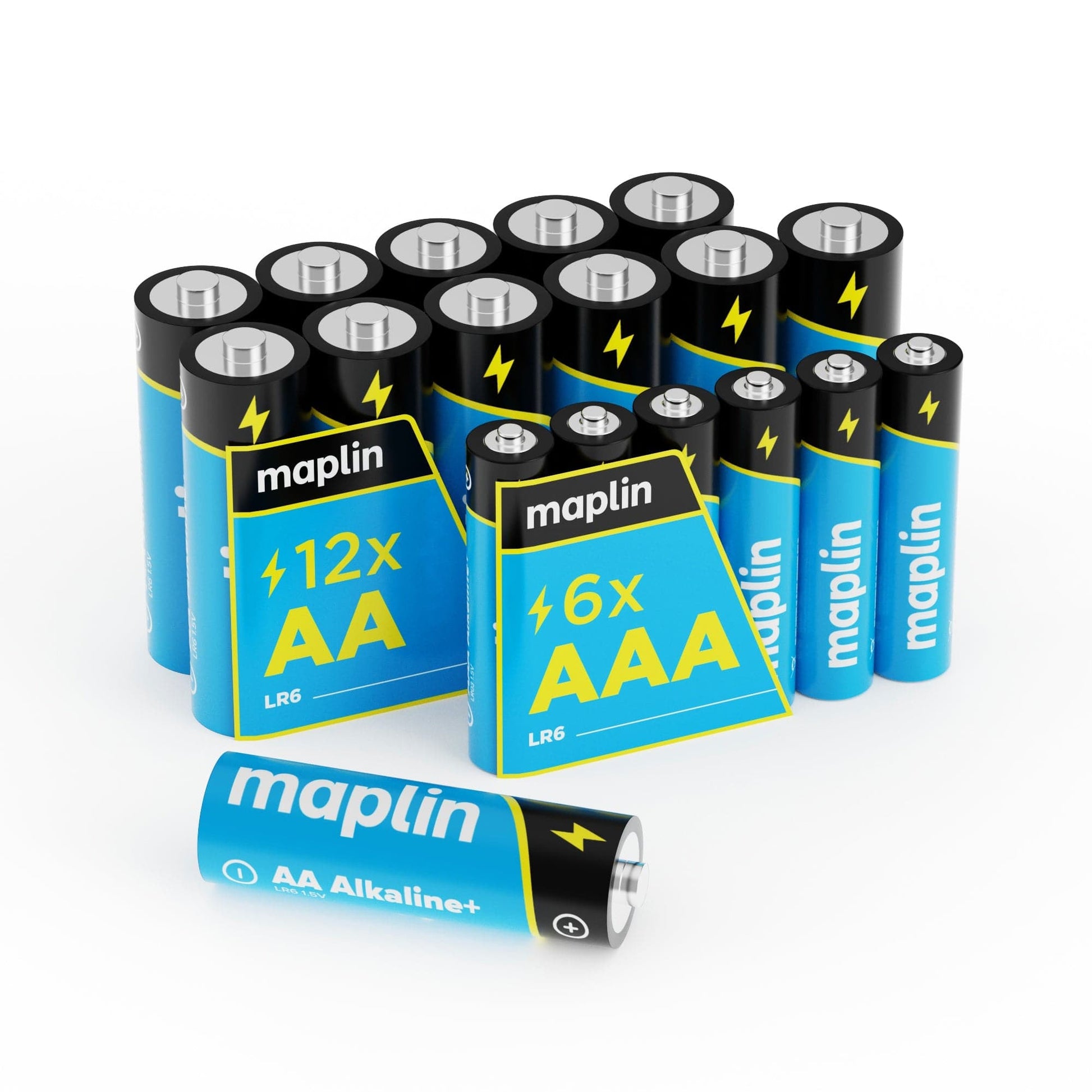 Maplin 12x AA LR6 / 6x AAA LR03 7 Years Shelf Life 1.5V High Performance Alkaline Batteries - maplin.co.uk