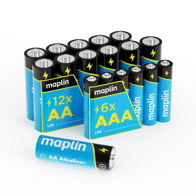 Maplin 12x AA LR6 / 6x AAA LR03 7 Years Shelf Life 1.5V High Performance Alkaline Batteries - maplin.co.uk