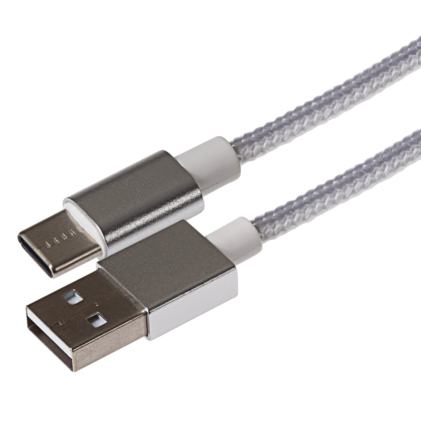 Maplin USB-C to USB-A Braided Cable - Silver, 1m - maplin.co.uk