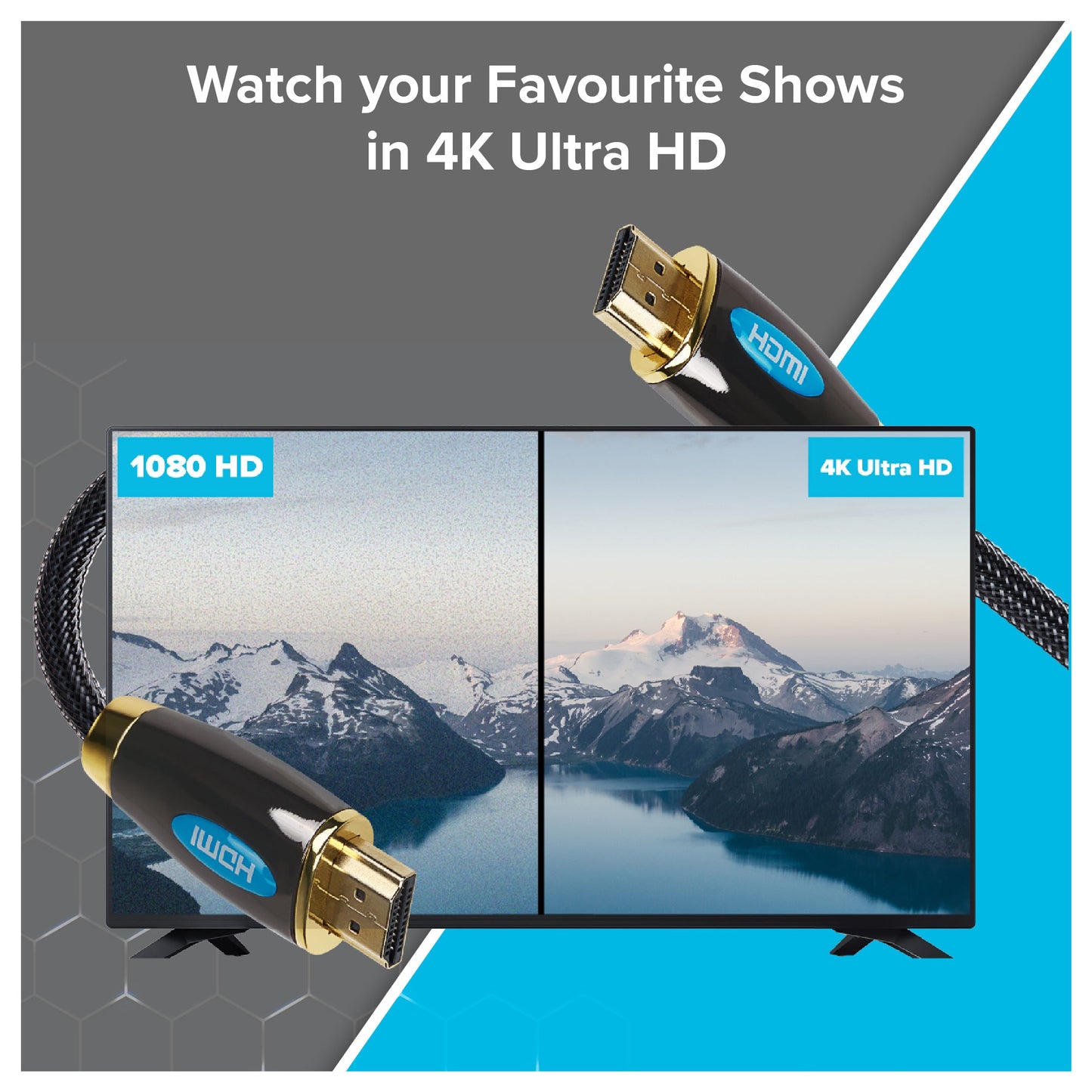 Maplin Pro HDMI to HDMI 4K Ultra HD Braided Cable with Gold Connectors - Black, 3m - maplin.co.uk