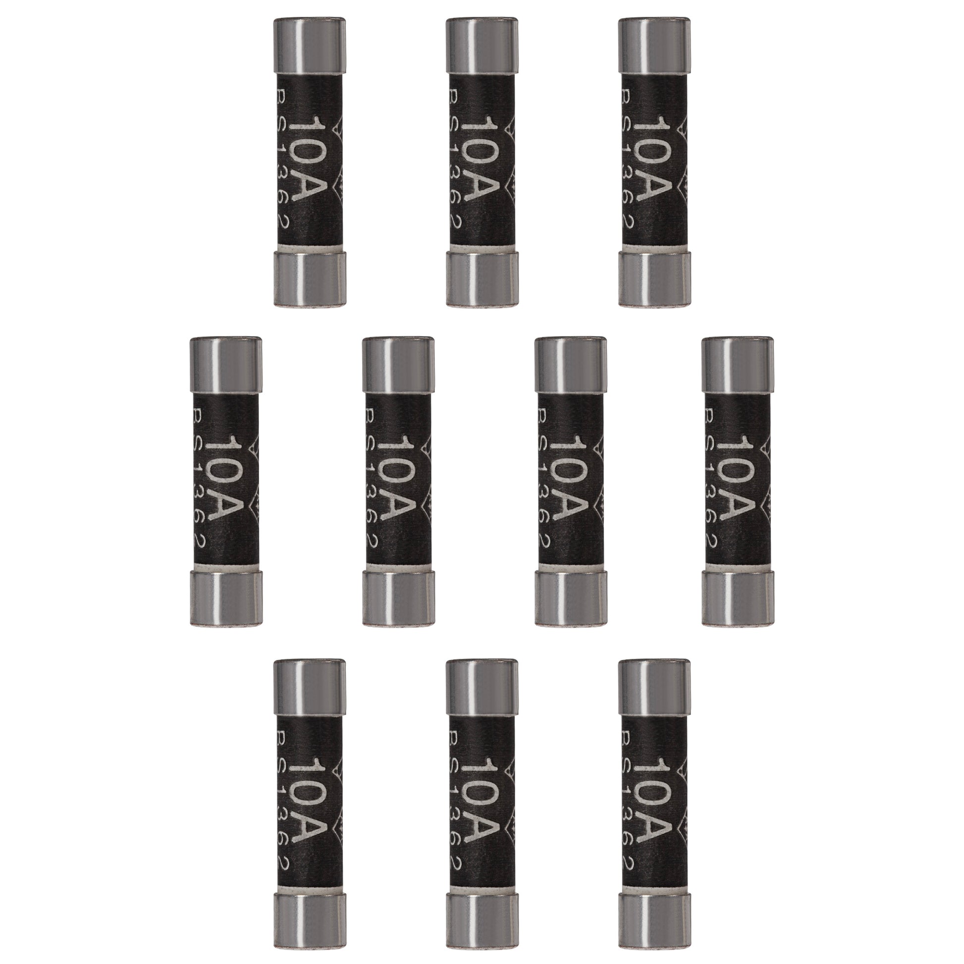 Maplin 10 AMP Domestic Fuse BS1362 6.3mm x 25.4mm - Pack of 10 - maplin.co.uk