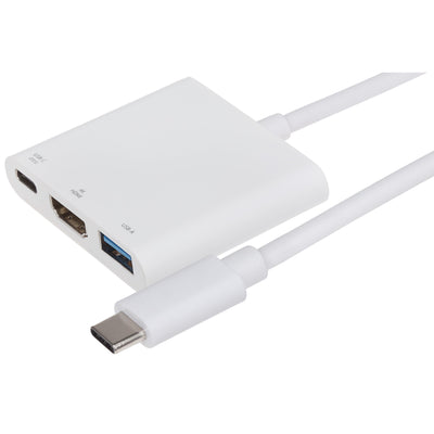 Nikkai USB-C Multiport Hub to USB-A 3.1 Gen 1 / HDMI 4K 30Hz / USB-C PD 100W - White - maplin.co.uk