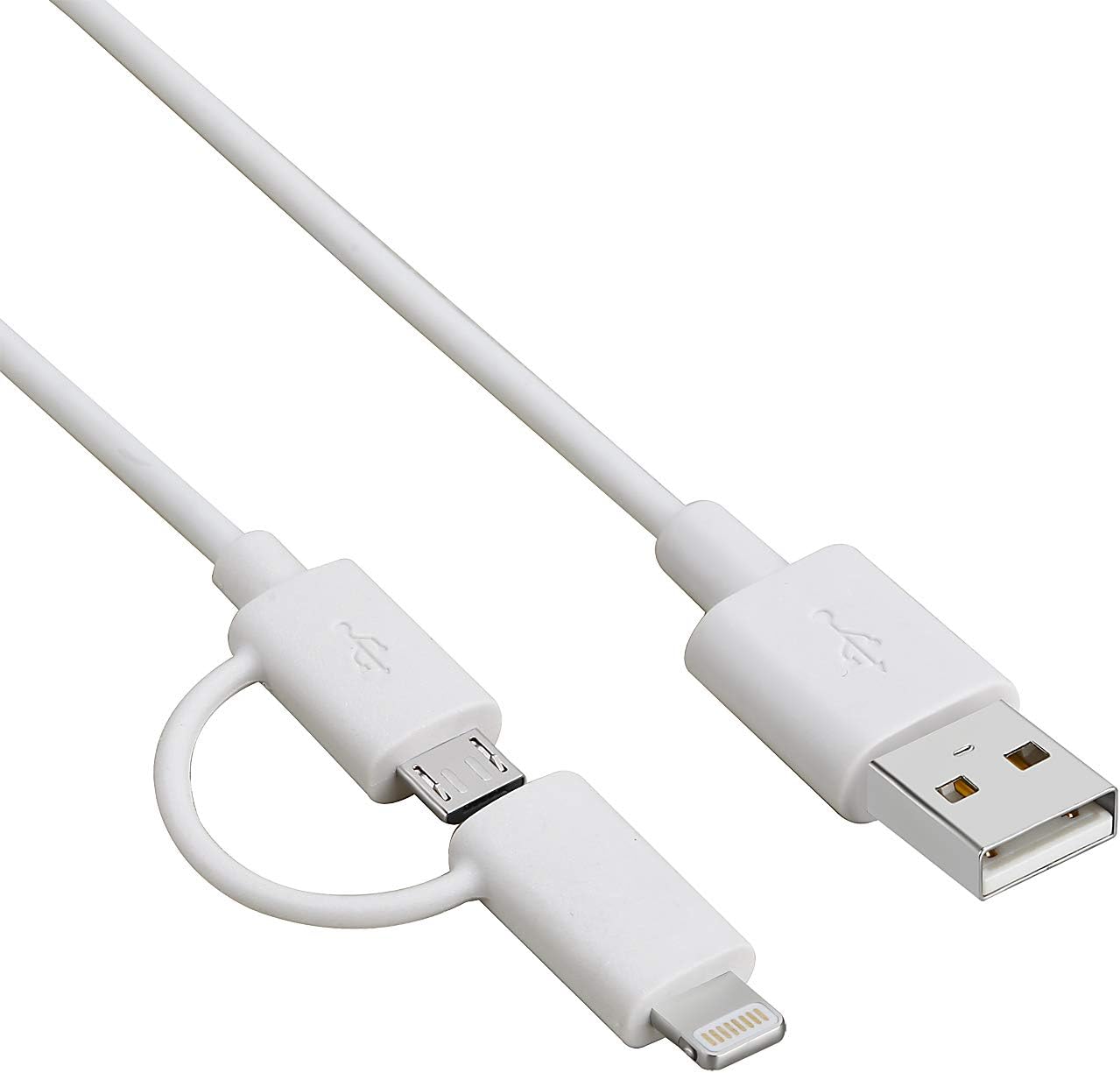 Maplin USB-A to Dual Lightning / Micro USB-B Cable - White, 1m - maplin.co.uk