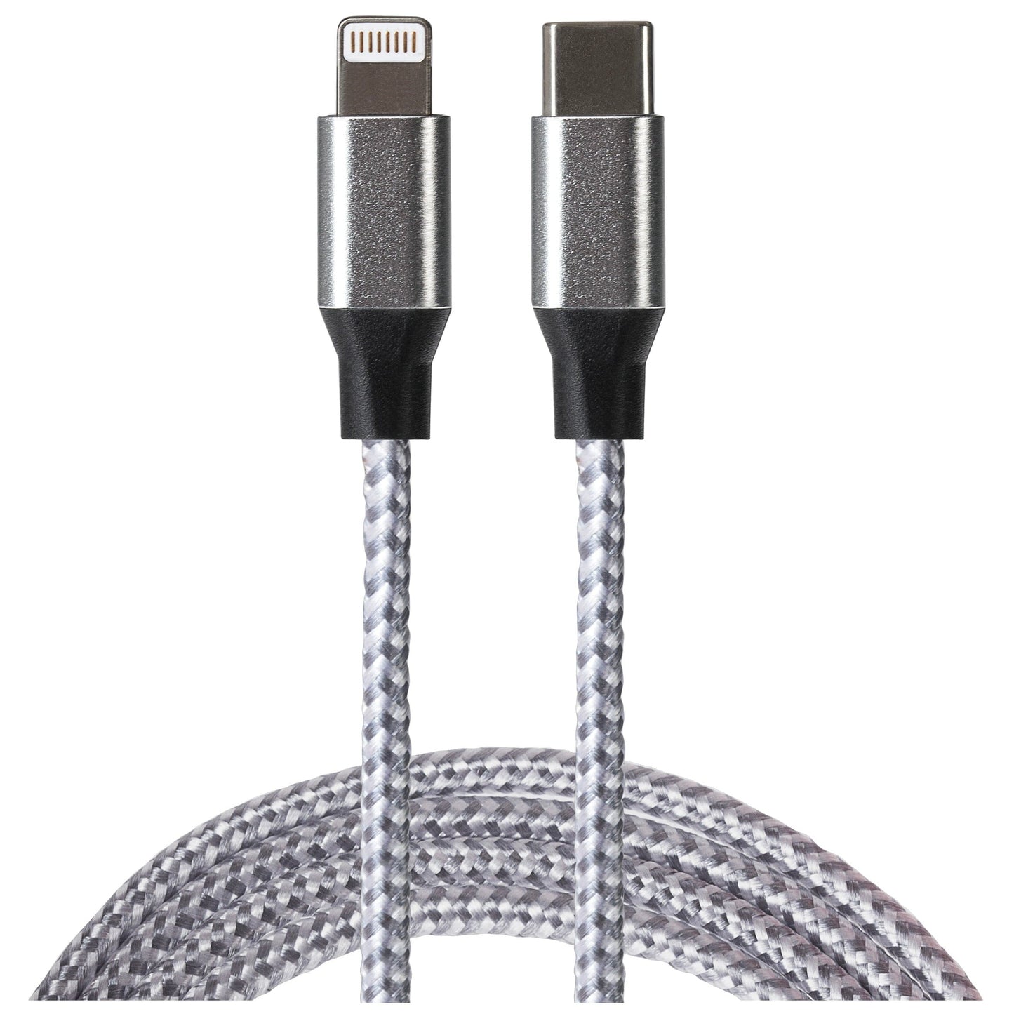 Maplin Pro Lightning to USB-C 20W Fast Charging Braided Cable - Silver, 2m - maplin.co.uk