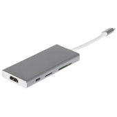 Nikkai USB-C Multiport Hub to 3x USB-A 3.0 / HDMI 4K / USB-C PD / SD & microSD Card Reader - Silver - maplin.co.uk