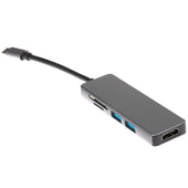 Nikkai USB-C Multiport Hub to 2x USB-A 3.0 / HDMI 4K / SD Card Reader - Silver - maplin.co.uk