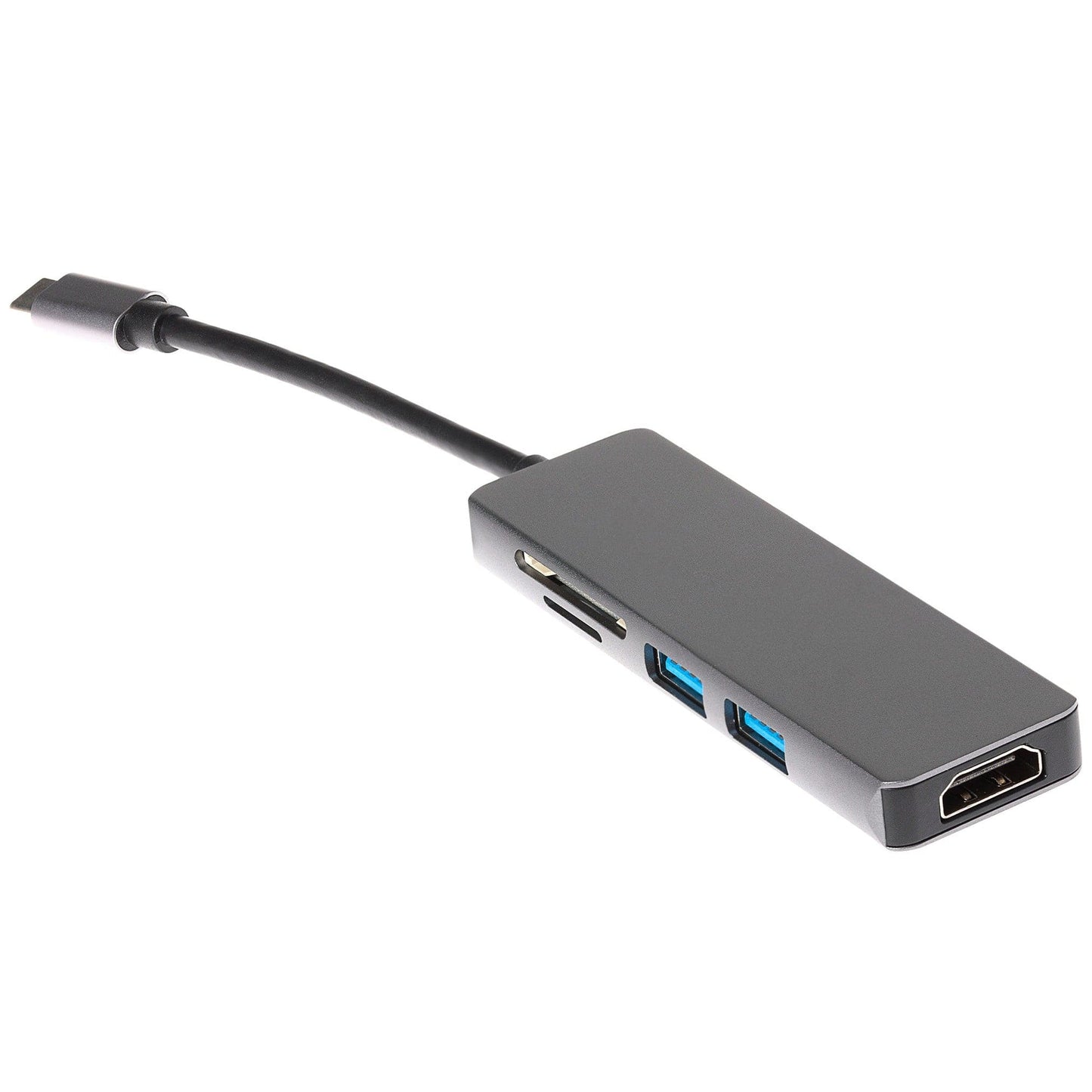 Nikkai USB-C Multiport Hub to 2x USB-A 3.0 / HDMI 4K / SD Card Reader - Silver - maplin.co.uk